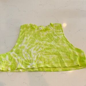 lululemon neon lime tie-dye cropped tank top